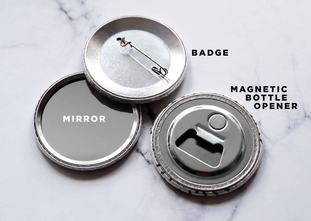 Light Grey Flamingo Pocket Mirror/Badge/Bottle Opener