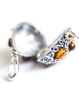Fabergé Inspired Amber Egg Locket Necklace
