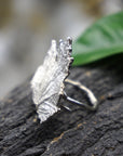 Bourbon Rose Leaf Ring: Handmade Sterling Silver Adjustable-1