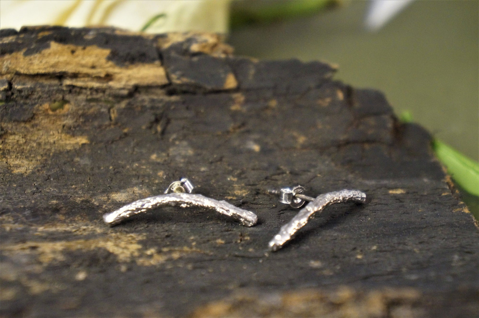 Nature-Inspired Silver Ear Crawlers, Pine Branch Detail (Unisex)-0