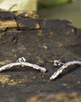 Nature-Inspired Silver Ear Crawlers, Pine Branch Detail (Unisex)-0