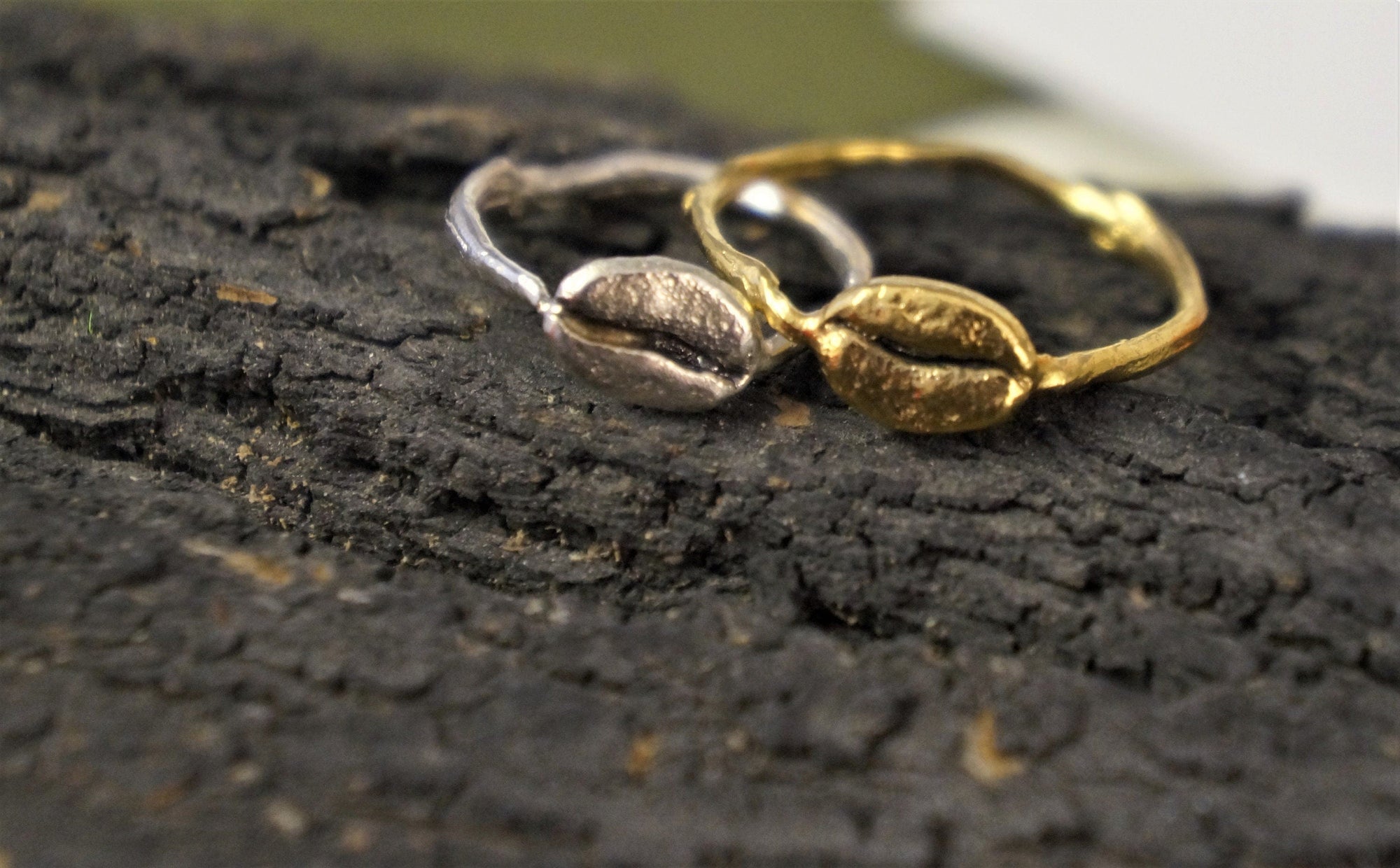 Silver Coffee Ring, Gold-Plated Sterling Silver Jewelry, Coffee Bean Ring, Gift for Her, Birthday Gift for Women, Handmade Jewelry-3