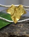 Real Ivy Leaf Gold Cuff Bracelet, Handmade Nature Jewelry, Organic Forest Cuff, Gift for Wisdom & Friendship, 14K Gold Plated Sterling Silver 925