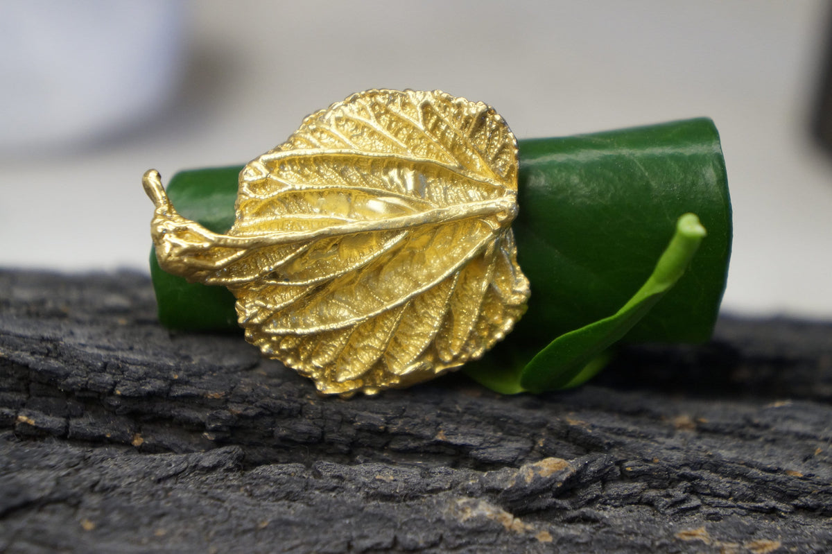 Real Leaf Statement Ring, Handmade Statement Jewelry, Organic Botanical Band, Unique Gift for Nature Lovers, Gold or Sterling Silver 925