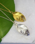 Real Rose Leaf Necklace, 14K Gold Plated Brass Pendant, Handmade Minimalist Jewelry Gift, Birthday Gift for Women, Nature Inspired Boho