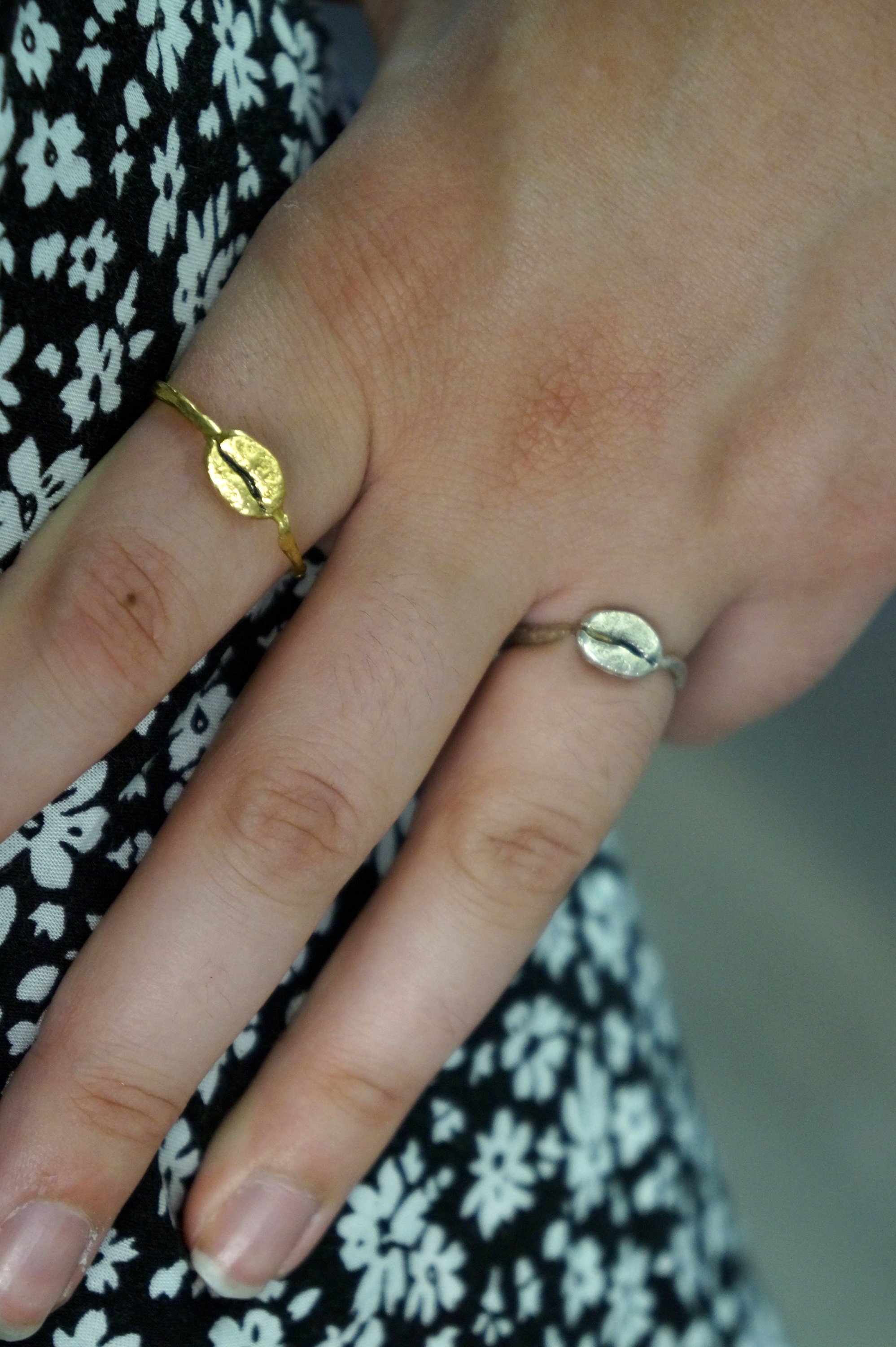 Silver Coffee Ring, Gold-Plated Sterling Silver Jewelry, Coffee Bean Ring, Gift for Her, Birthday Gift for Women, Handmade Jewelry-1