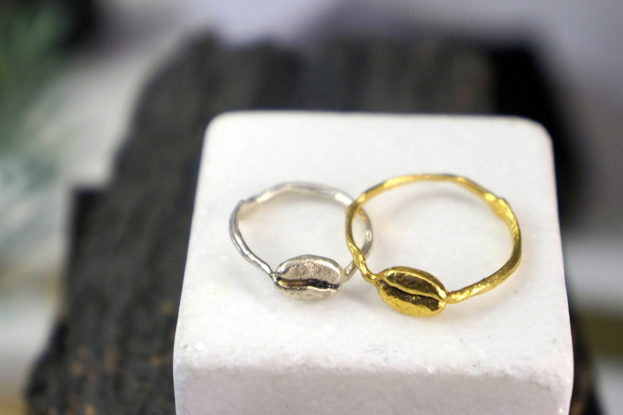 Silver Coffee Ring, Gold-Plated Sterling Silver Jewelry, Coffee Bean Ring, Gift for Her, Birthday Gift for Women, Handmade Jewelry-2