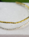 Two-Tone Pine Branch Cuff Bracelet: Gold & Black Rhodium Finish-2