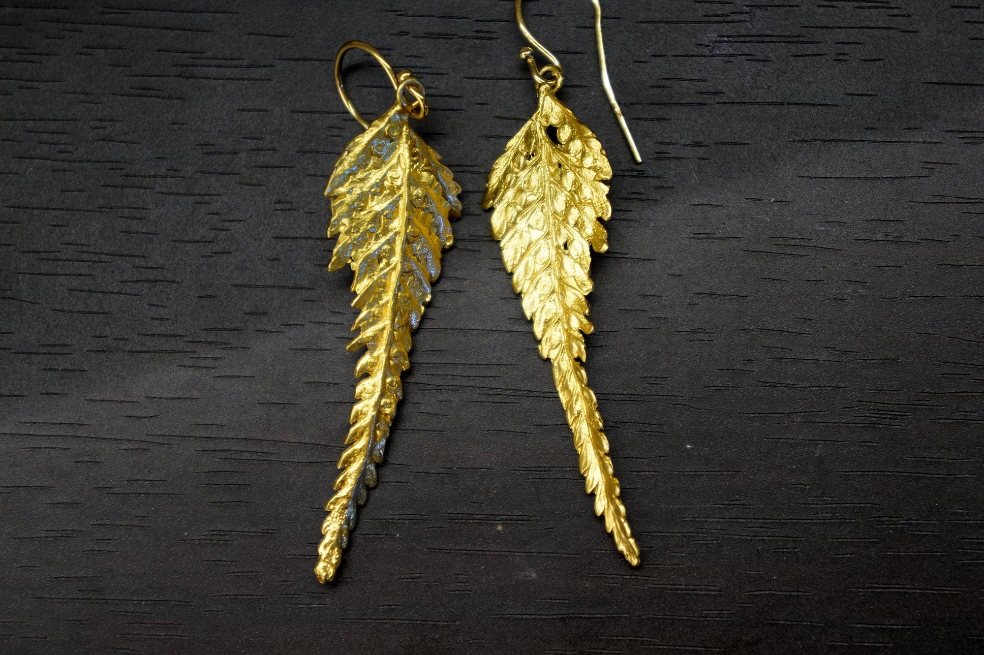 Fern Leaf Earrings: 14K Gold Plated Sterling Silver Drop-3