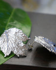 Nature-Inspired Leaf Earrings, Bourbon Rose (Sterling Silver Studs)-0