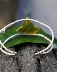 Real Ivy Leaf Gold Cuff Bracelet, Handmade Nature Jewelry, Organic Forest Cuff, Gift for Wisdom & Friendship, 14K Gold Plated Sterling Silver 925