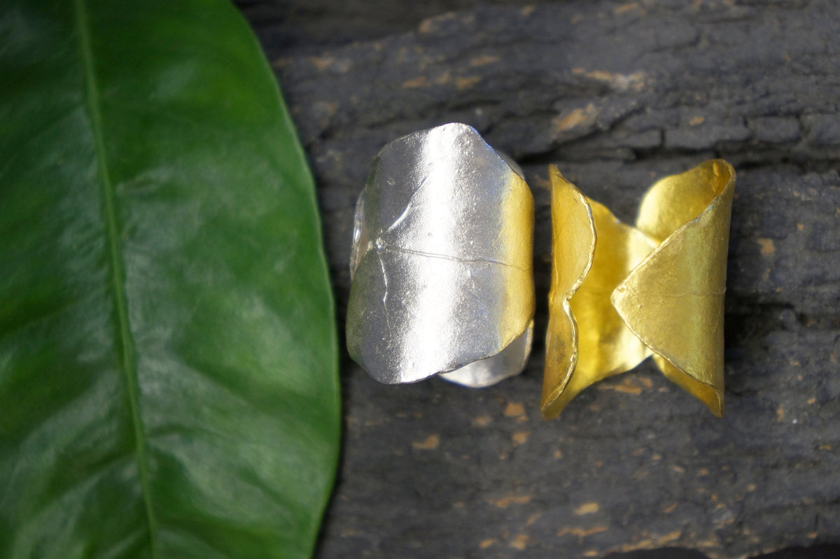 Real Ivy Leaf Adjustable Ring, 14K Gold Plated Brass Band, Handmade Jewelry Gift, Birthday Gift for Women, Boho Fashion Eco Accessory