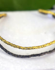 Two-Tone Pine Branch Cuff Bracelet: Gold & Black Rhodium Finish-0