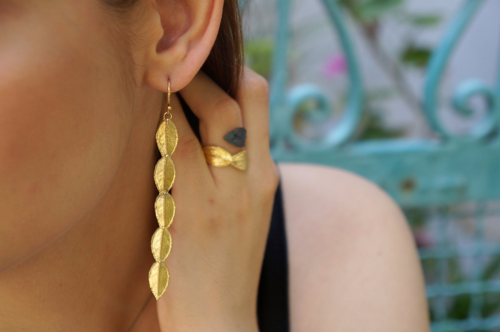 Rose Leaf Ring: Handmade Nature Jewelry (Adjustable Silver or Gold)-4