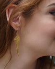 Fern Leaf Earrings: 14K Gold Plated Sterling Silver Drop-1