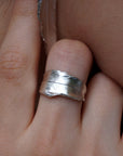 Silver Feather Ring, Sterling Silver Jewelry, Dove Feather Band, Gift for Her, Birthday Gift for Women, Handmade Jewelry-1