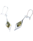 Green Amber Droplet Earrings