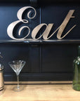 Rustic Distressed Gold Metal Eat Wall Decoration