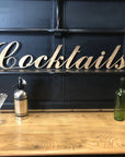 Rustic Distressed Gold Cocktail Bar Sign