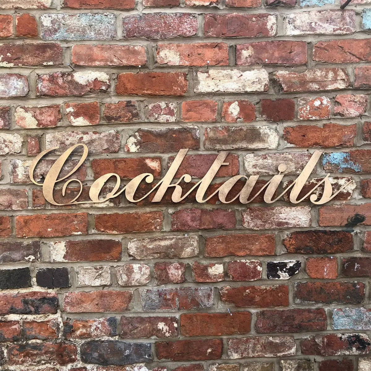 Rustic Distressed Gold Cocktail Bar Sign