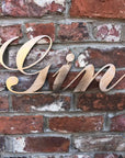 Rustic Distressed Gold Metal Gin Sign