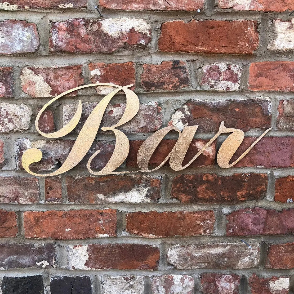 Distressed Gold Metal  Home Or Garden Bar Sign Decoration