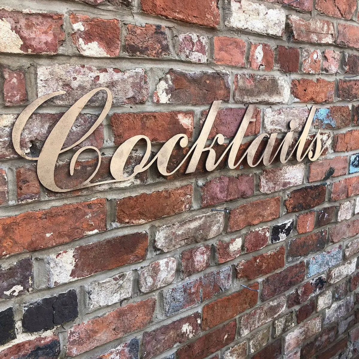 Rustic Distressed Gold Cocktail Bar Sign
