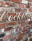 Rustic Distressed Gold Cocktail Bar Sign