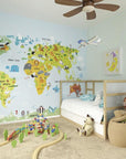 The Whole Wide World Map Wall Mural, Self adhesive removable wallpaper, peel and stick, temporary wallpaper, wall art