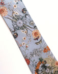 Pale blue silk tie with floral pattern 'Evolution' Men's Luxury Silk necktie