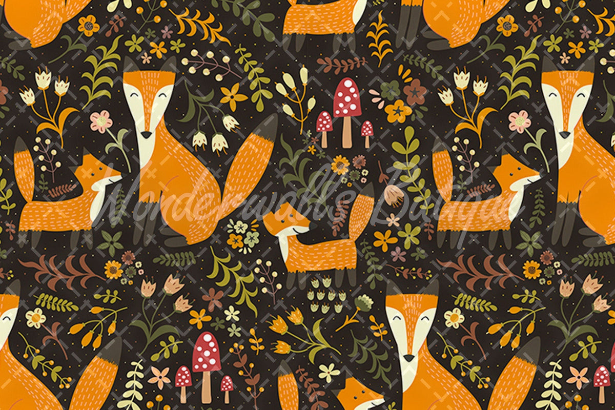 Vintage Foxes | Removable Wallpaper | Self-adhesive | Temporary wallpaper 