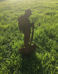 Small Rusty Metal Lest We Forget Soldier Statue