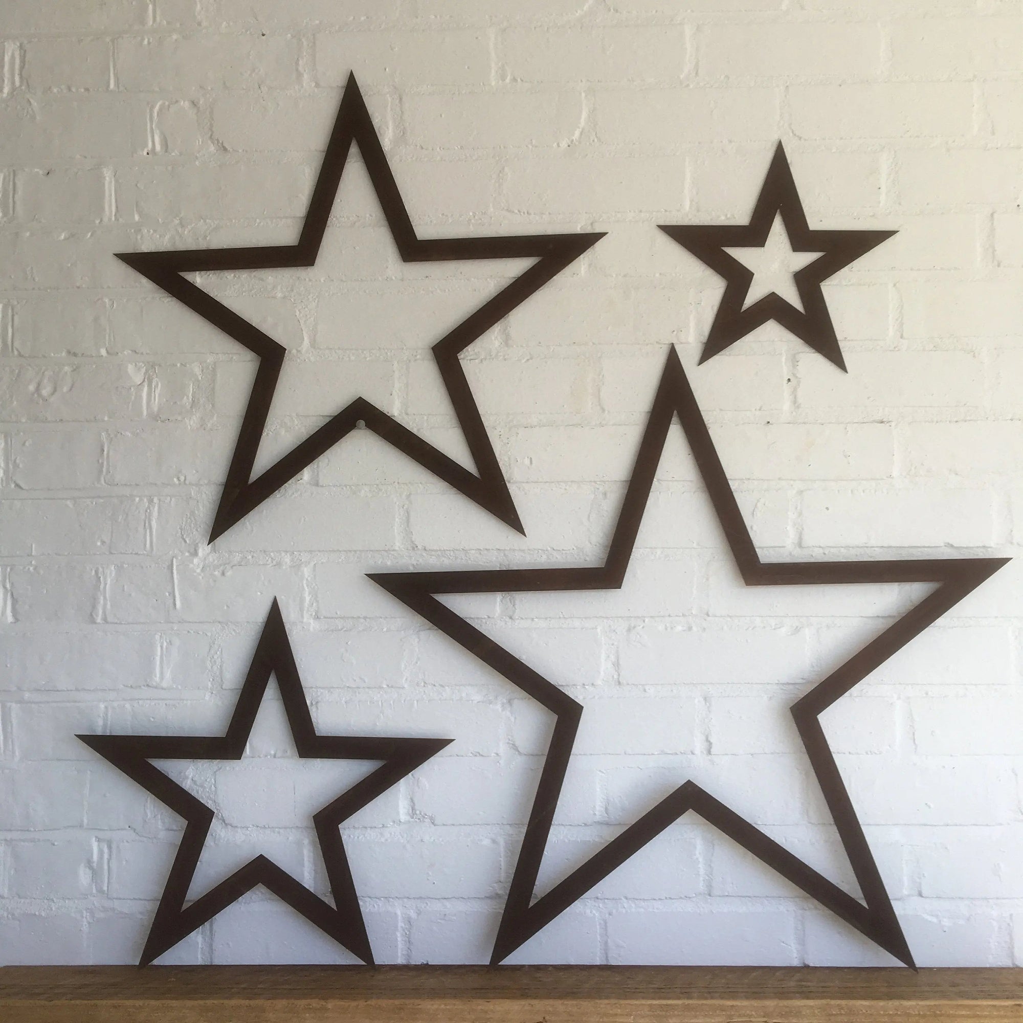 Set of 4 rusty Metal Star Garden Decorations