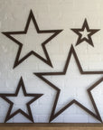 Set of 4 rusty Metal Star Garden Decorations