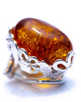 Floral Frame Oval Amber Clip On Earrings
