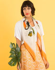 Square silk scarf with orange boarder 'Toucan Silk'