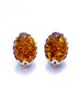 Floral Frame Oval Amber Clip On Earrings