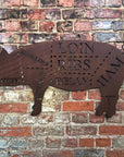 Metal Butchers Cuts Pig Sign