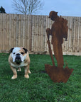 Large Rusty Metal Soldier Garden Statue