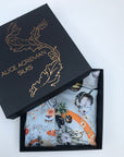 Light Blue Luxury Silk Pocket Square and tie in Gift set in box, 'Evolution' design formal wear for weddings or groomsmen gift