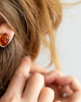 Floral Frame Oval Amber Clip On Earrings