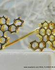 Honeycomb Bee Bracelet: Two-Tone Gold and Black Wide Cuff-1