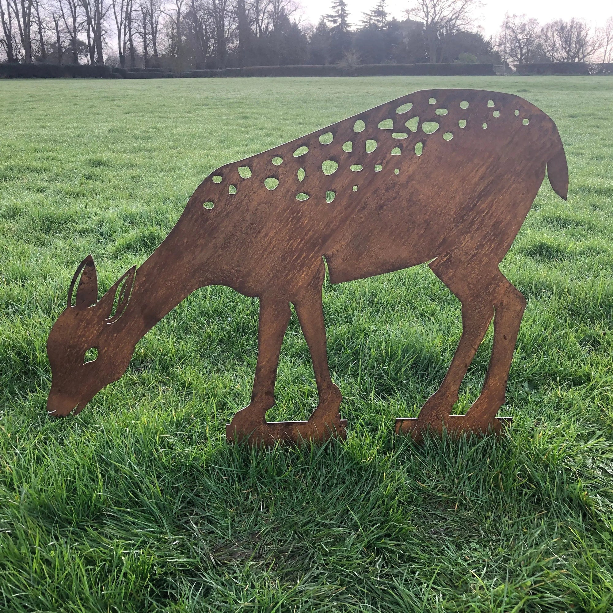 Rusty Metal Deer Garden Statue Lawn Decoration