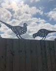 2 Rusty Metal Pheasants Garden Pheasants