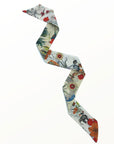 Cream 'Skinny' Silk scarf in the botanical  'Evolution' Print, delicate, lightweight Twilly style scarf accessory