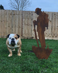Rusty Metal Lest We Forget Soldier Decoration Statue, Remembrance Feature