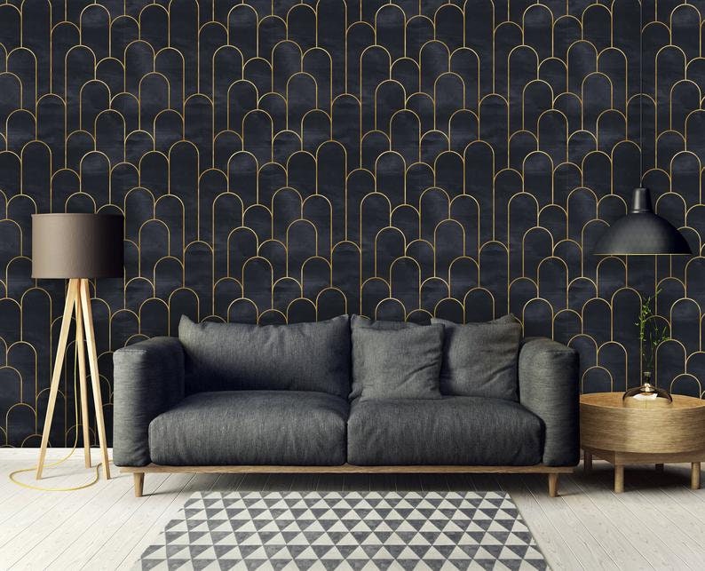 Art Deco Gold Arch Peel and Stick Wallpaper | Wonderwallsboutique