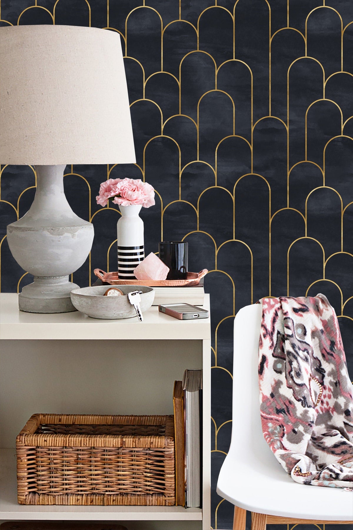 Art Deco Gold Arch Peel and Stick Wallpaper | Wonderwallsboutique