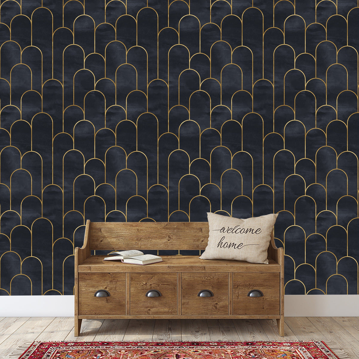 Art Deco Gold Arch Peel and Stick Wallpaper | Wonderwallsboutique