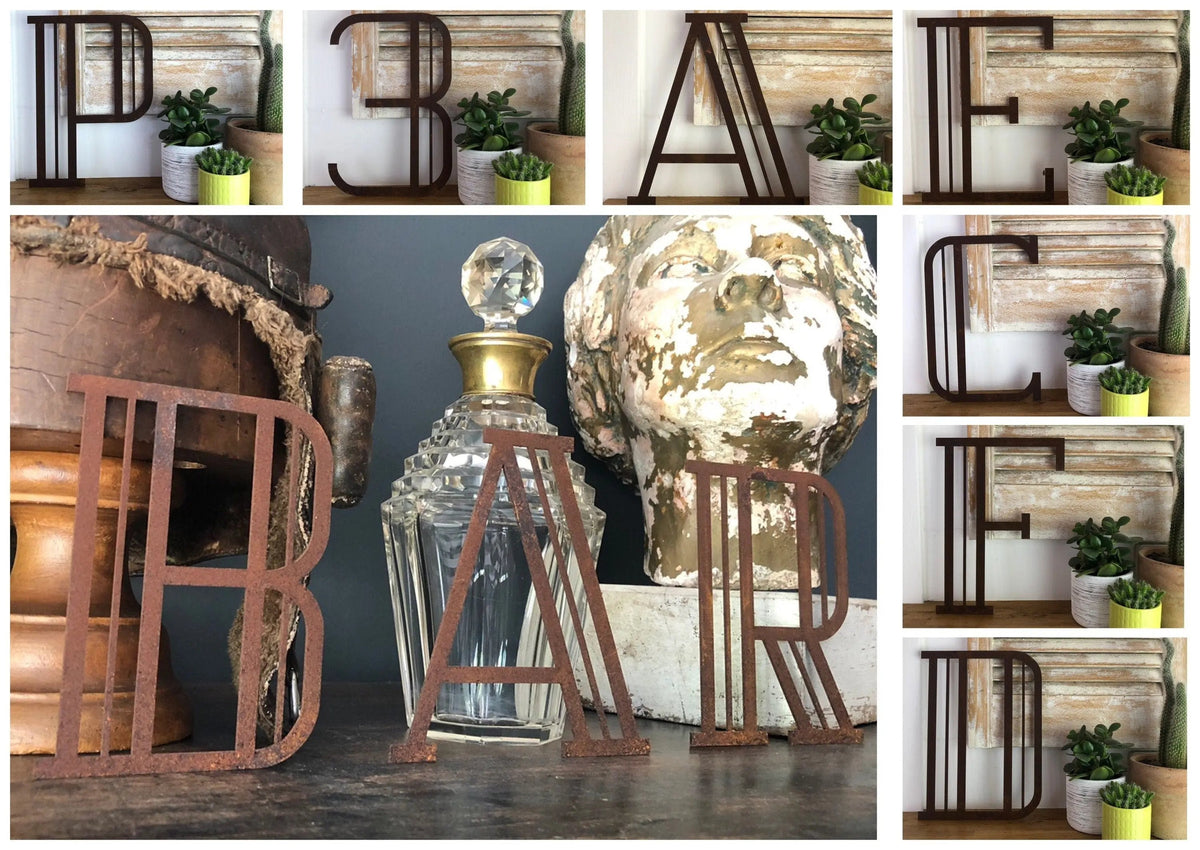 Rustic Art Deco Signs Rusty Metal Alphabet Letters – Home &amp; Garden A-Z 0-9